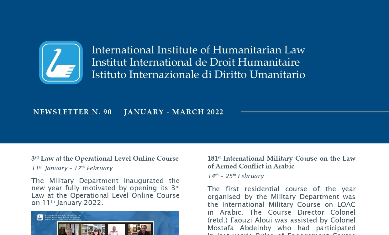 Download the last newsletter of the Institute (January-March 2022)!