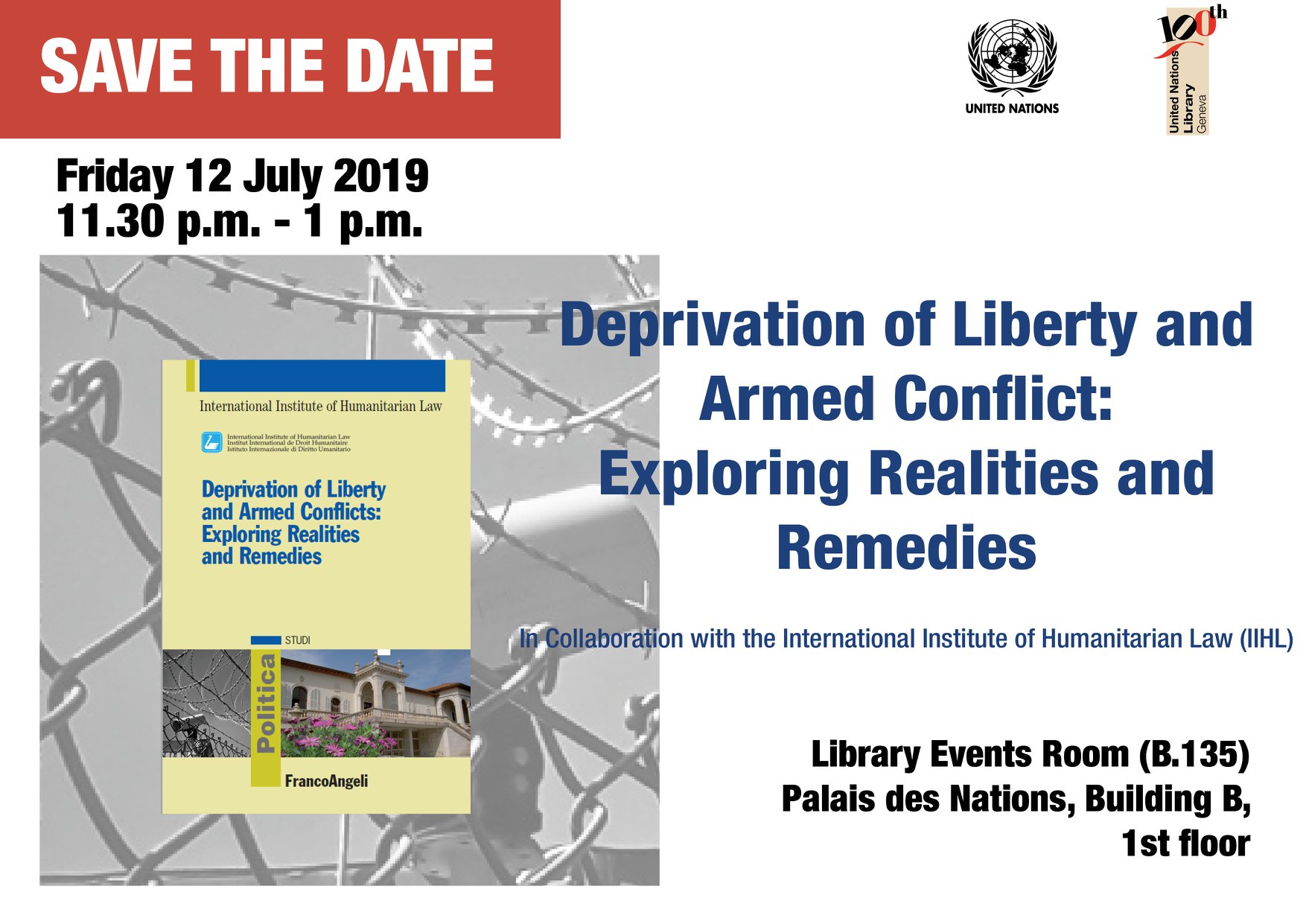 Book launch @ UN Library in Geneva “Deprivation of liberty and armed conflict: exploring realities and remedies”