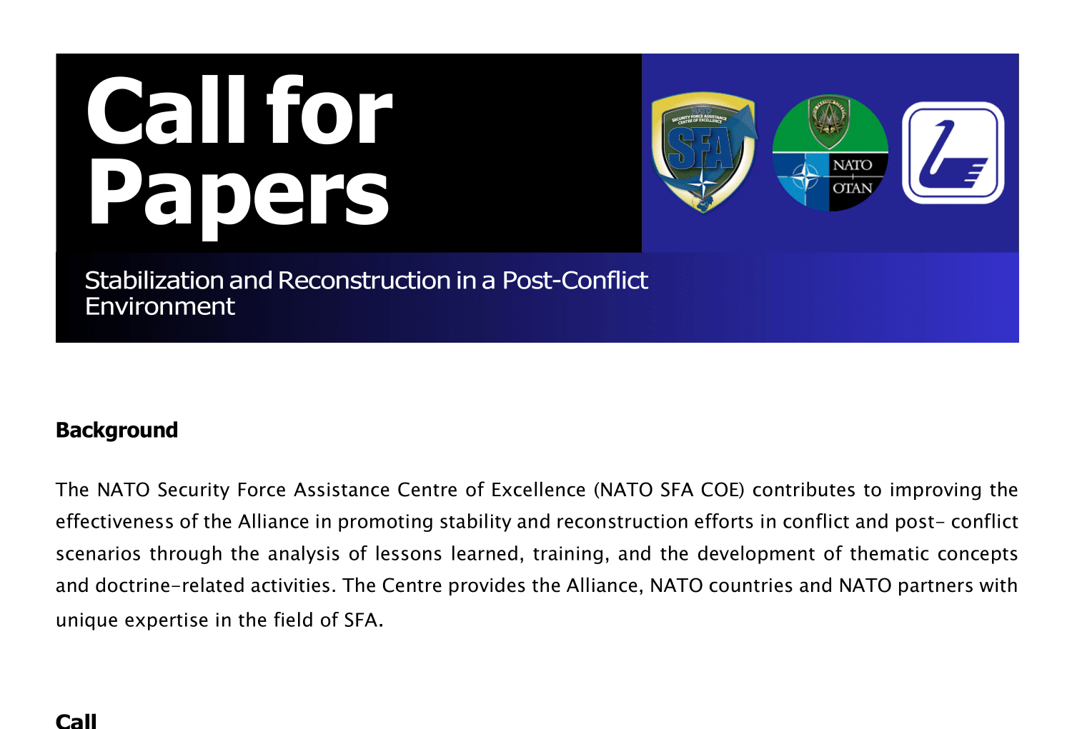 Editorial project on “Stabilization and Reconstruction in a Post-Conflict Environment” – Call for Papers