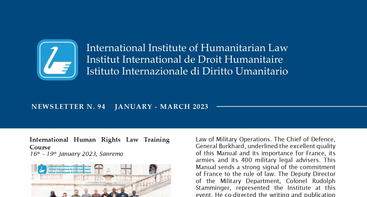 Download the last newsletter of the Institute (January-March 2023)!